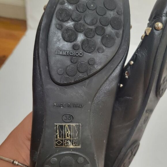 Jimmy Choo Black Glitter Slip On Ballet Flat Womens Size 38 - Picture 7 of 13